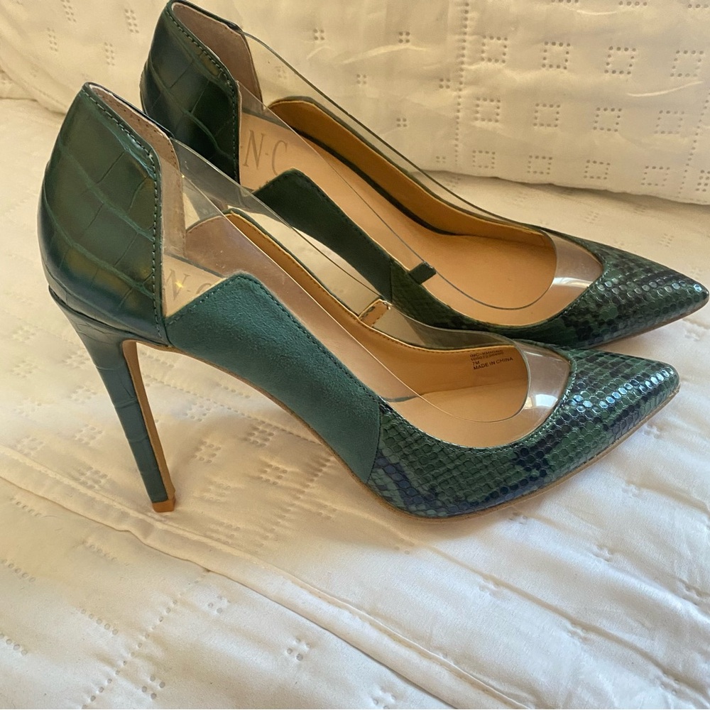 Inc Green Snake Print Translucent Panels Pumps Sh… - image 5